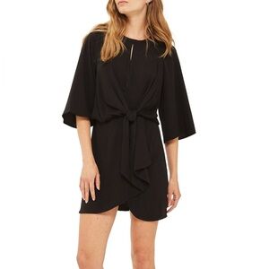 Topshop Black Tie Front Mini Dress